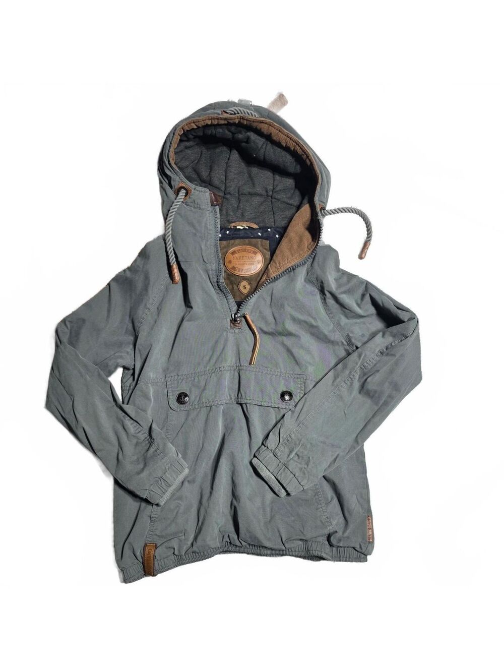 Cotton-blend anorak jacket, Naketano pullover style with hood